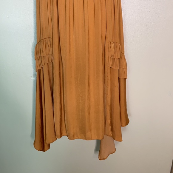 Women’s Current Air Anthropologie Romantic Orange Ruffle Dress Size Large - Picture 4 of 14